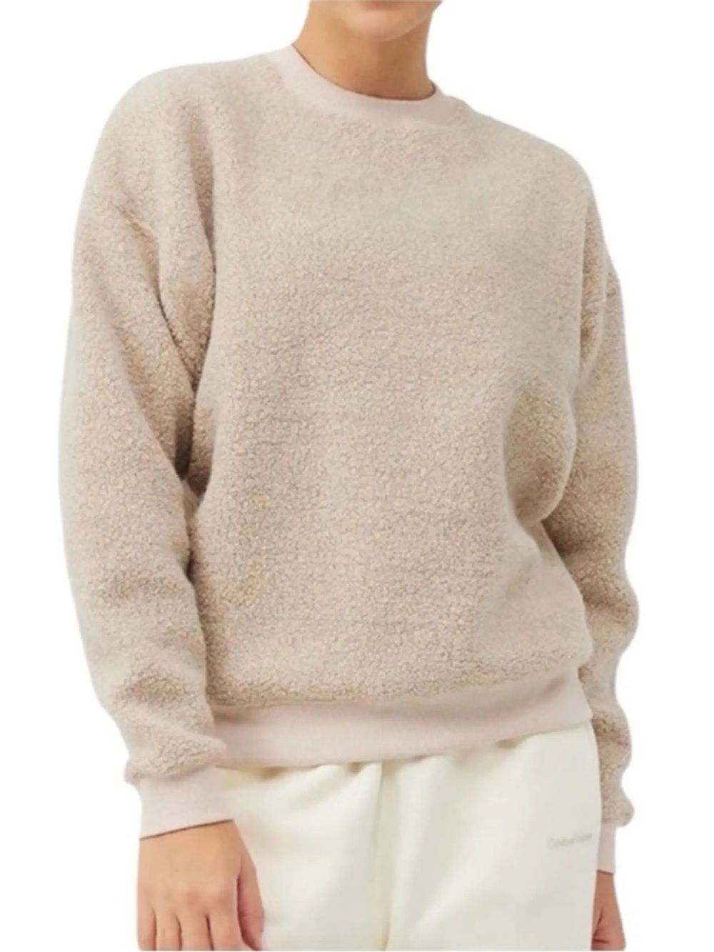 Outdoor Voices MegaFleece Sherpa Wool Blend Crewneck Sweatshirt Oatmeal Size XL